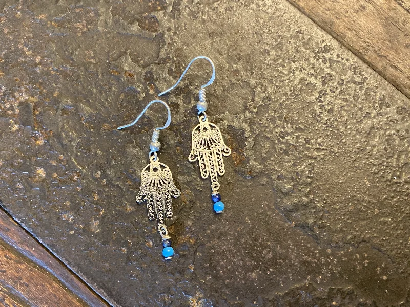 Indian Drop Earrings with Intricacy -Hamsa Drop Earrings