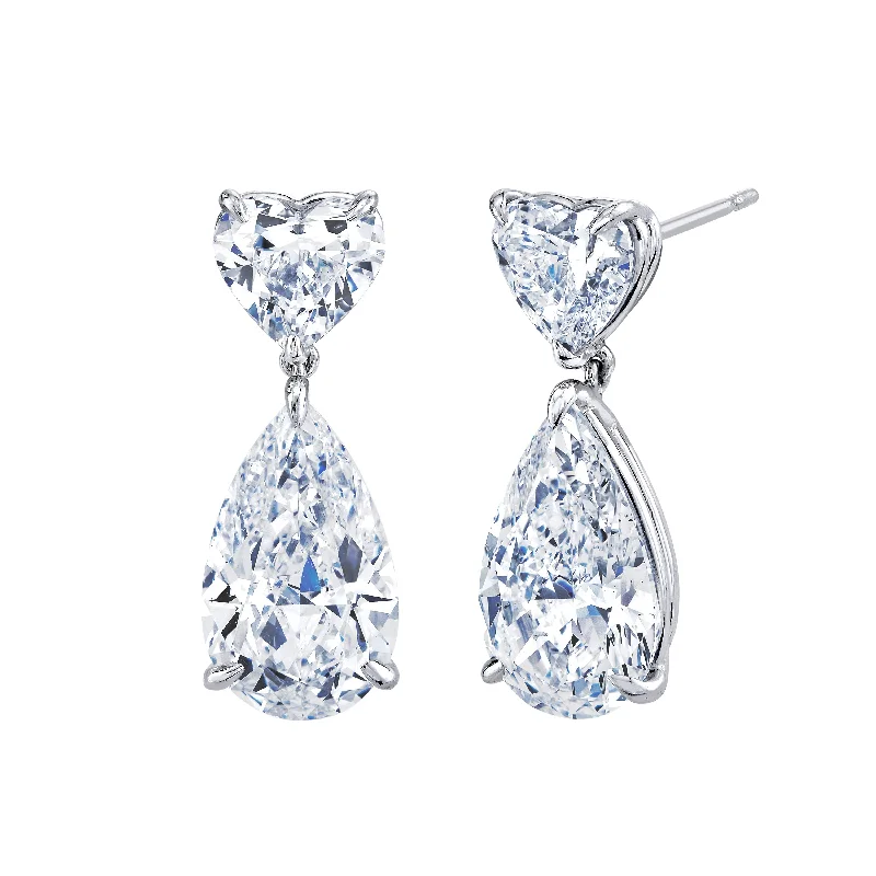 Round Drop Earrings for Classic -Heart and Pear Shapes Diamond Drop Earrings