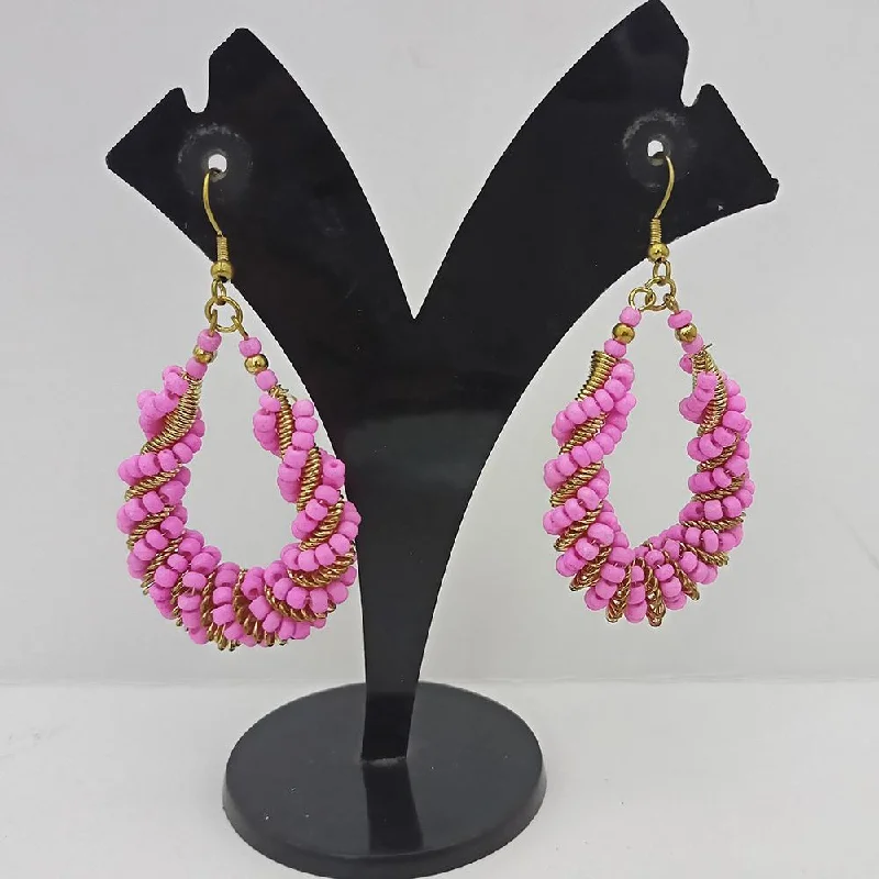 Drop Earrings with Embossed Patterns -Jeweljunk Gold Plated Beads Dangler Earrings  - 1309094A