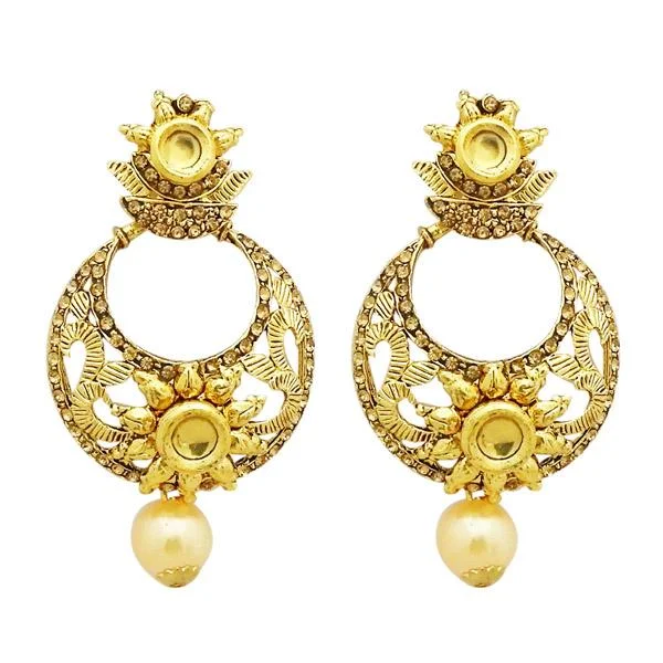 Drop Earrings for Shopping Trip -Jheel Austrian Stone Kundan Pearl Drop Dangler Earrings - 2900211A