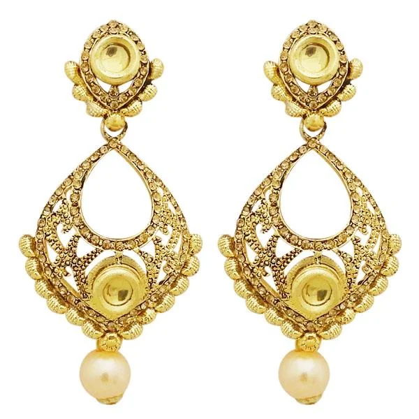 Drop Earrings for Concert Look -Jheel Austrian Stone Pearl Drop Dangler Earrings - 2900217A