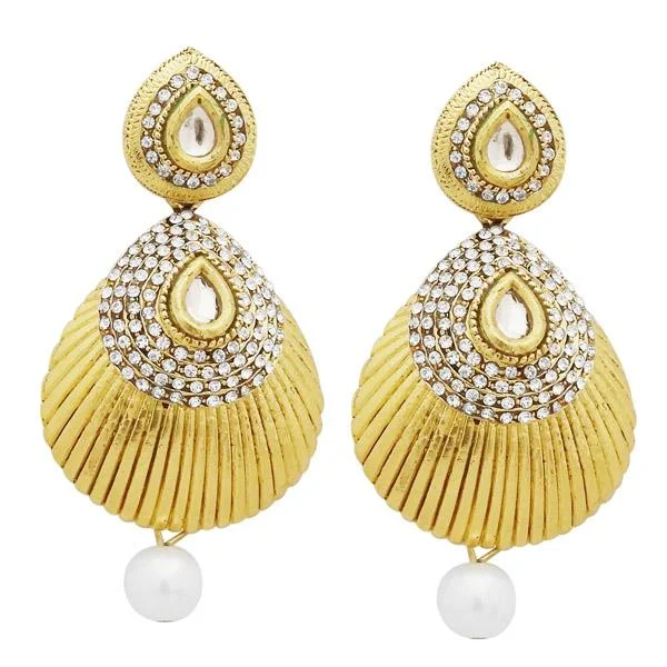 Hypoallergenic Drop Earrings for Sensitive -Jheel Gold Plated Austrian Pearl Drop Dangler Earrings - 2900251B