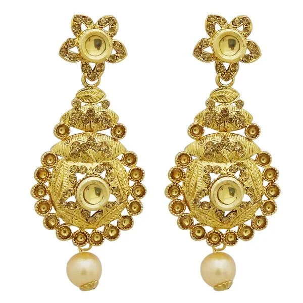 Drop Earrings for Anniversary -Jheel Gold Plated Kundan Stone Dangler Earrings - 2900224A