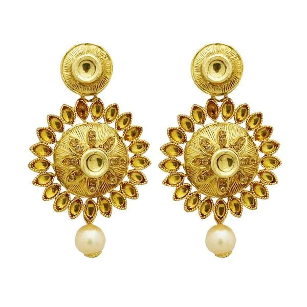 Drop Earrings for Birthday Celebration -Jheel Kundan Stone Gold Plated Pearl Drop Dangler Earrings - 2900223A