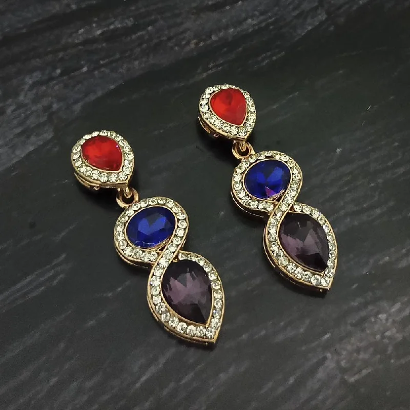 Drop Earrings with Enamel Coating -Kriaa Gold Plated Multi Crystal And Austrian Stone Dangler Earrings - 1306952A