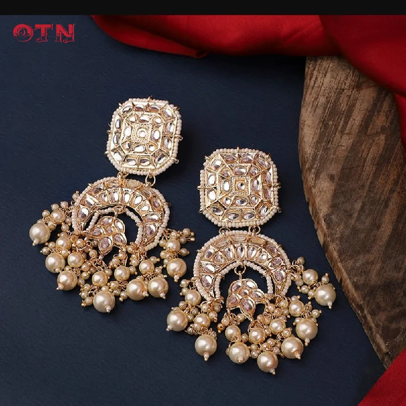 Drop Earrings with Star Motifs -Lucentarts Jewellery Rose Gold Plated Kundan Dangler Earrings