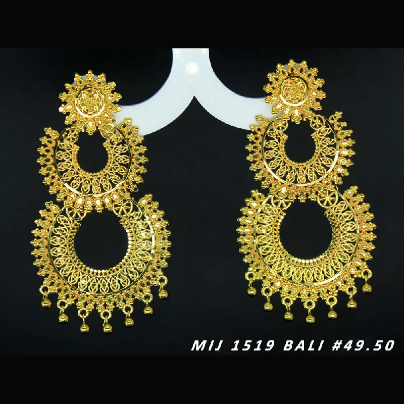 Studded Drop Earrings with Gemstones -Mahavir Forming Gold Plated Dangler Earrings