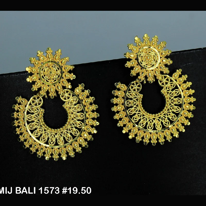 Clip On Drop Earrings for Non Pierced -Mahavir Forming Gold Plated Dangler Earrings