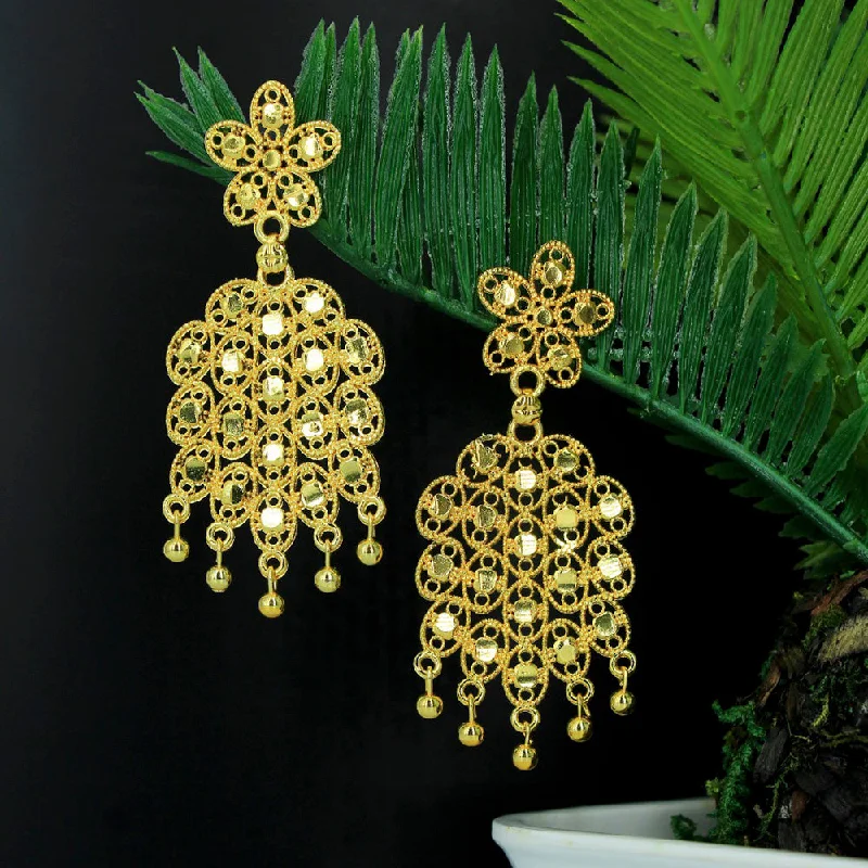 Leverback Drop Earrings for Comfort -Mahavir Forming Gold Plated Dangler Earrings