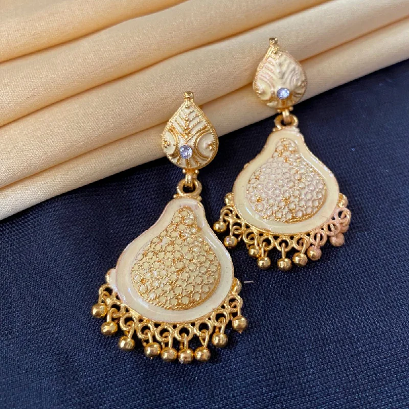 Leverback Drop Earrings for Comfort -Mahavir Forming Gold Plated Dangler Earrings