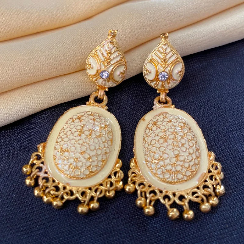 Push Back Drop Earrings for Convenience -Mahavir Forming Gold Plated Dangler Earrings