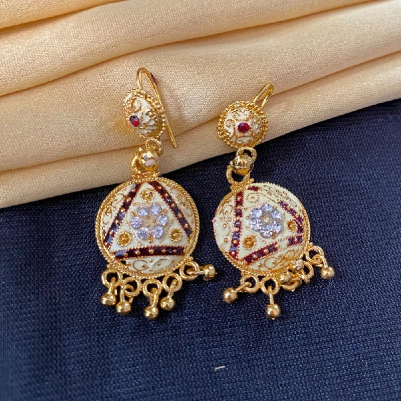 Screw Back Drop Earrings for Security -Mahavir Forming Gold Plated Dangler Earrings