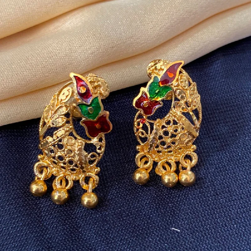 Magnetic Closure Drop Earrings for Easy -Mahavir Forming Gold Plated Dangler Earrings