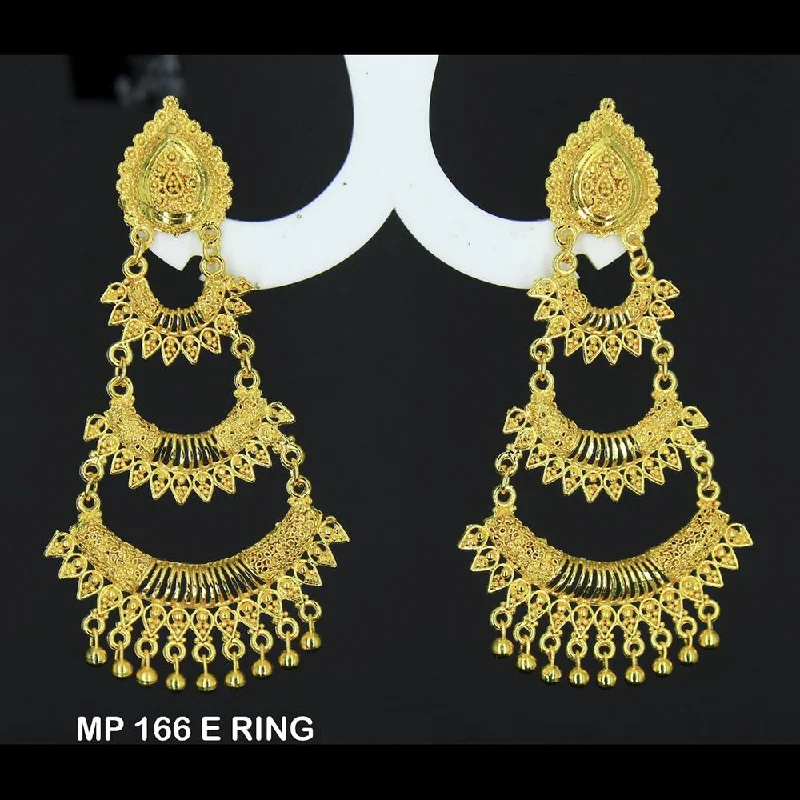 Leverback Drop Earrings for Comfort -Mahavir Forming Gold Plated Dangler Earrings  - MP 166 E RING