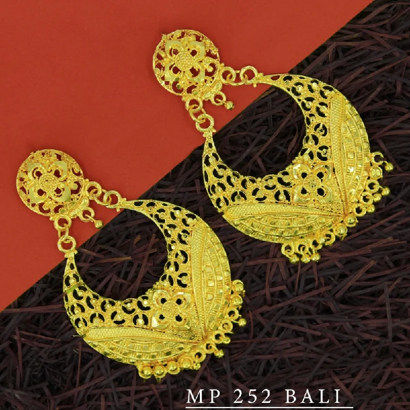 Lead Free Drop Earrings for Health -Mahavir Forming Gold Plated Dangler Earrings  - MP 252 Bali