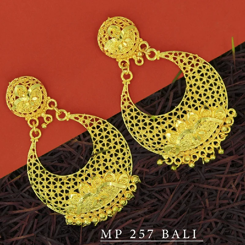 Nickel Free Drop Earrings for Safety -Mahavir Forming Gold Plated Dangler Earrings  - MP 257 Bali