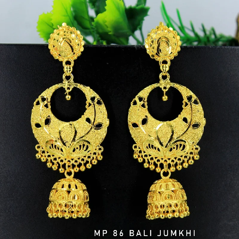 Hippie Drop Earrings with Beads -Mahavir Forming Gold Plated Dangler Earrings  - MP 86 Bali Jumkhi