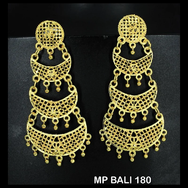 Push Back Drop Earrings for Convenience -Mahavir Forming Gold Plated Dangler Earrings  - MP BALI 180