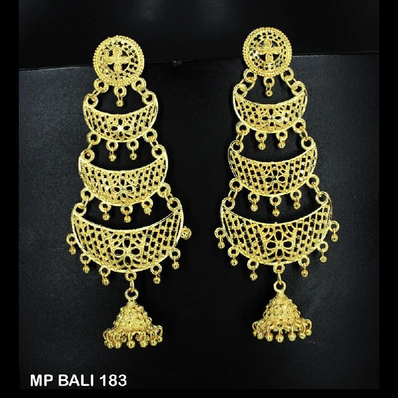 Magnetic Closure Drop Earrings for Easy -Mahavir Forming Gold Plated Dangler Earrings  - MP BALI 183