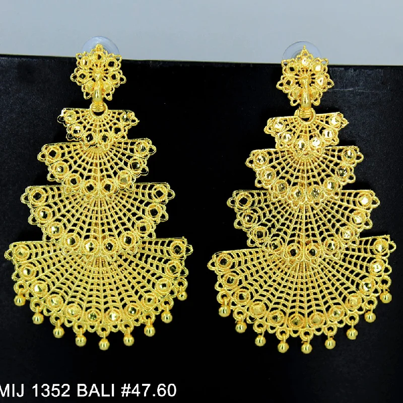 Beaded Drop Earrings for Party -Mahavir Forming Gold Plated Dangler Earrings