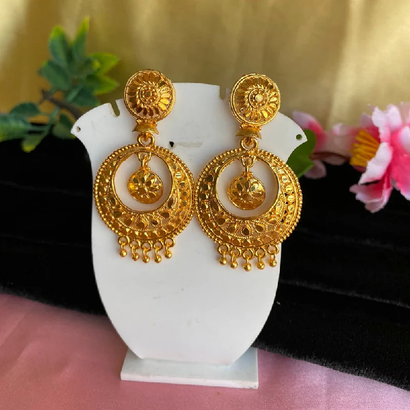 Drop Earrings with Wave Designs -Mahavir Gold Plated Dangler Earrings