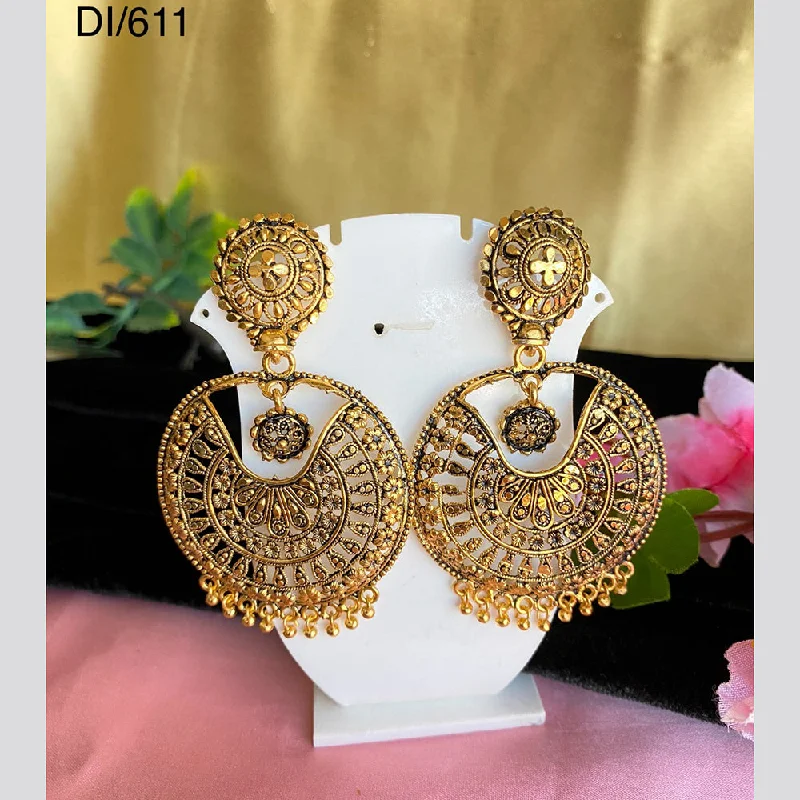 Drop Earrings with Vine Designs -Mahavir Gold Plated Dangler Earrings