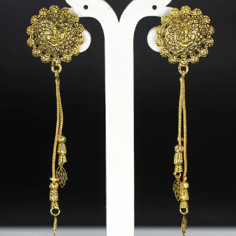 Drop Earrings for Wedding Ceremony -Mahavir Gold Plated Dangler Earrings - JBS E RING 7