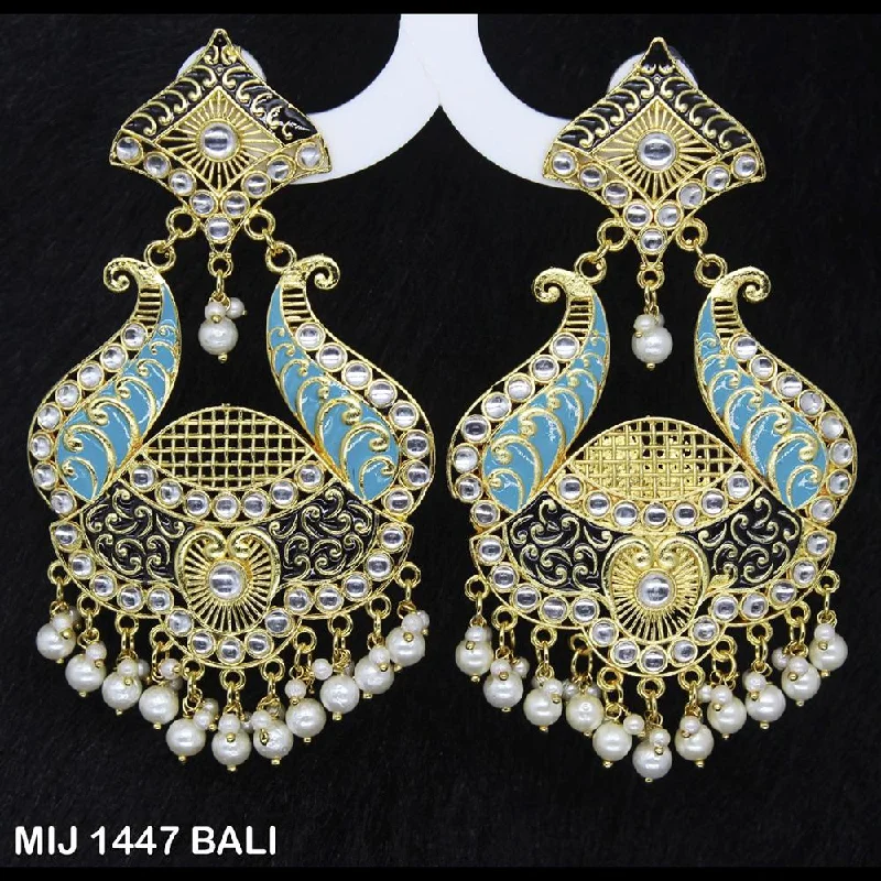 Lightweight Drop Earrings for All Day -Mahavir Gold Plated Designer Dangler Earrings - MIJ 1447 BALI