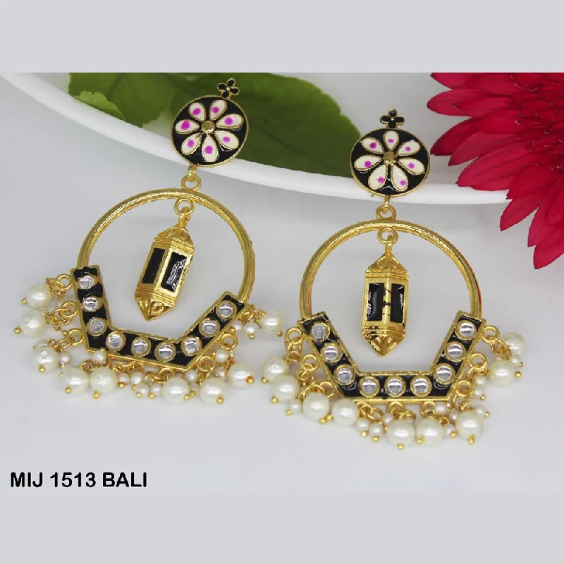 Lead Free Drop Earrings for Health -Mahavir Gold Plated Designer Dangler Earrings - MIJ 1513 BALI