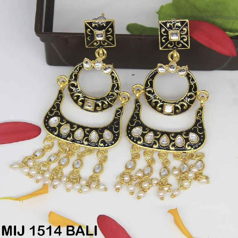 Nickel Free Drop Earrings for Safety -Mahavir Gold Plated Designer Dangler Earrings - MIJ 1514 BALI