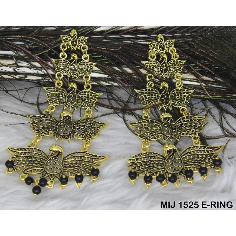 Hypoallergenic Drop Earrings for Sensitive -Mahavir Gold Plated Designer Dangler Earrings - MIJ 1525 E-RING