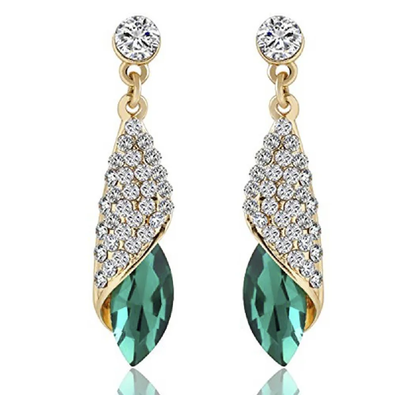 Gemstone and Diamond Drop Earrings for Opulence -Mahi Endearing Drop Earrings with Crystal