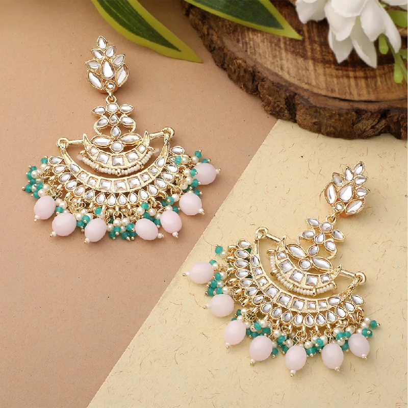 Drop Earrings with Star Motifs -Mahi Floral Chandbali Traditional Dangler Earrings with Crystals and Multicolor Beads for Women (ER11098135GPur)