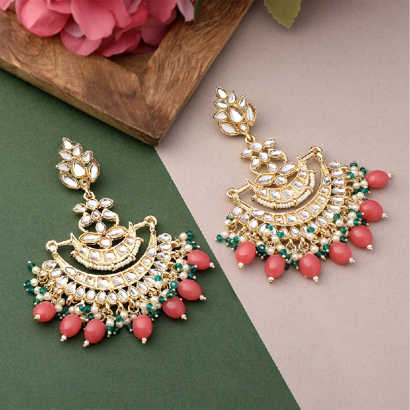 Drop Earrings with Leaf Motifs -Mahi Floral Chandbali Traditional Dangler Earrings with Crystals and Multicolor Beads for Women (ER11098137GPin)