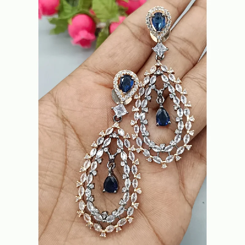 Drop Earrings for Bridesmaids Look -Manisha Jewellery 2Tone Plated AD Stone Dangler Earrings