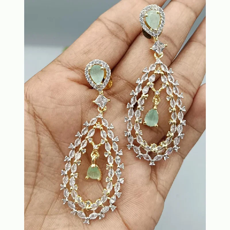 Drop Earrings for Wedding Ceremony -Manisha Jewellery Gold Plated AD Stone Dangler Earrings