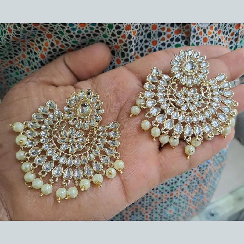 Drop Earrings with Polished Shine -Manisha Jewellery Gold Plated Kundan Stone Dangler Earrings