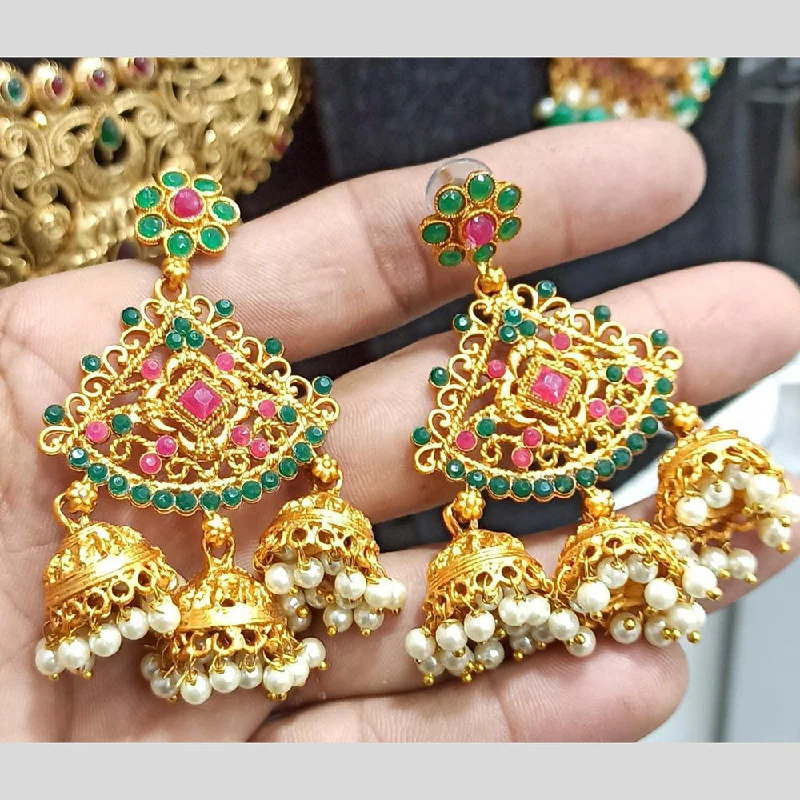 Short Drop Earrings for Subtle -Manisha Jewellery Gold Plated Pota Stone Dangler Earrings