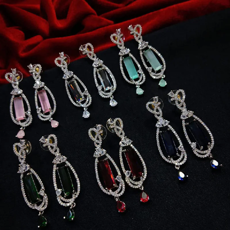 Drop Earrings with Knot Designs -Manisha Jewellery Silver Plated AD Stone Dangler Earrings