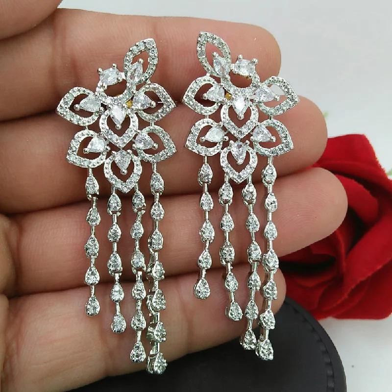 Drop Earrings for Everyday Glamour -Manisha Jewellery Silver Plated AD Stone Dangler Earrings