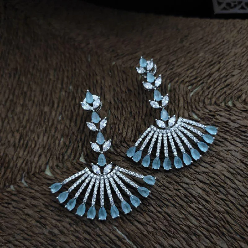 Drop Earrings with Embossed Patterns -Manisha Jewellery Silver Plated AD Stone Dangler Earrings