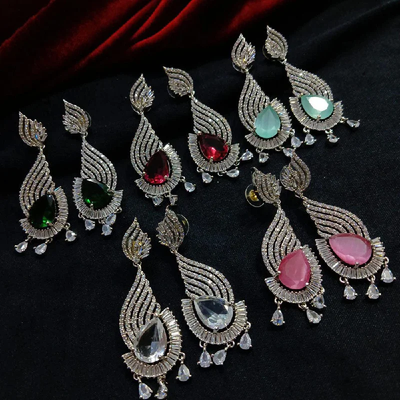 Drop Earrings with Star Motifs -Manisha Jewellery Silver Plated AD Stone Dangler Earrings