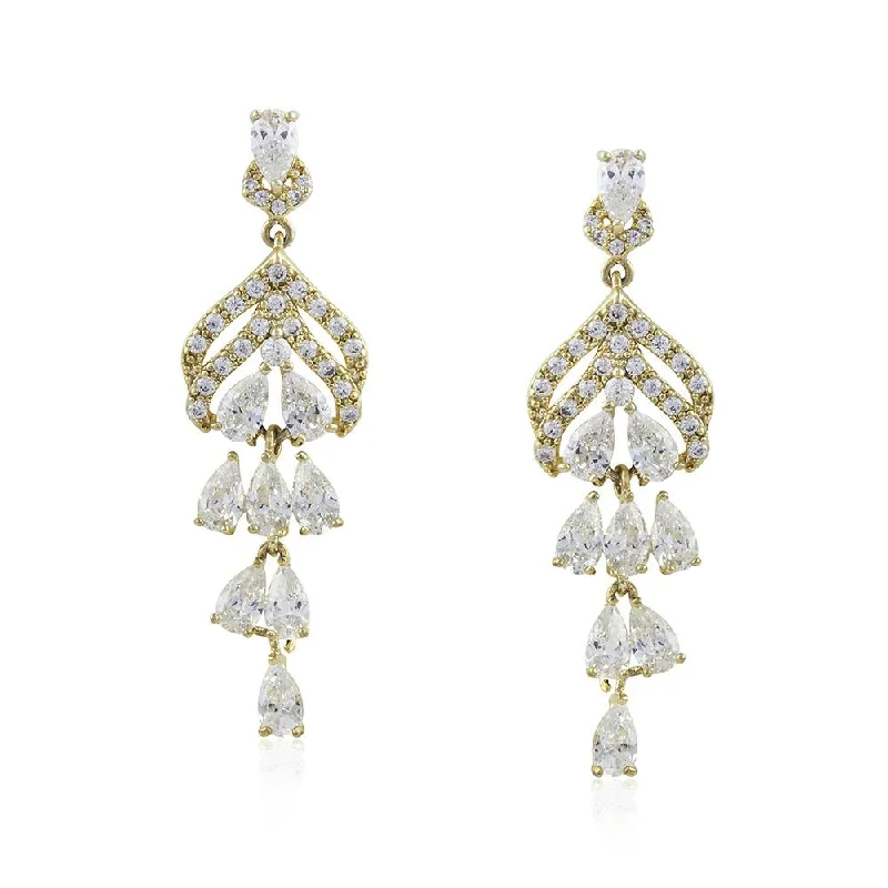 Drop Earrings with Filigree Work -21 Nicole Jewellery Gold Plated Cubic Zirconia Dangler Earrings  - ER-303