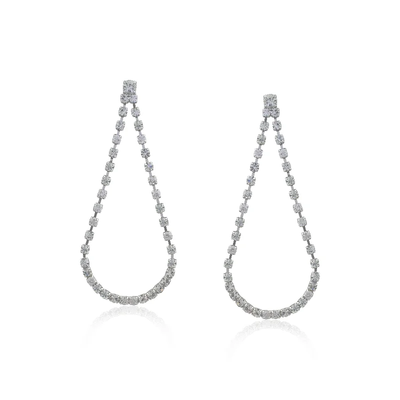 Crystal and Pearl Drop Earrings for Glamour -21 Nicole Jewellery Silver Plated Cubic Zirconia Dangler Earrings  - ER-988