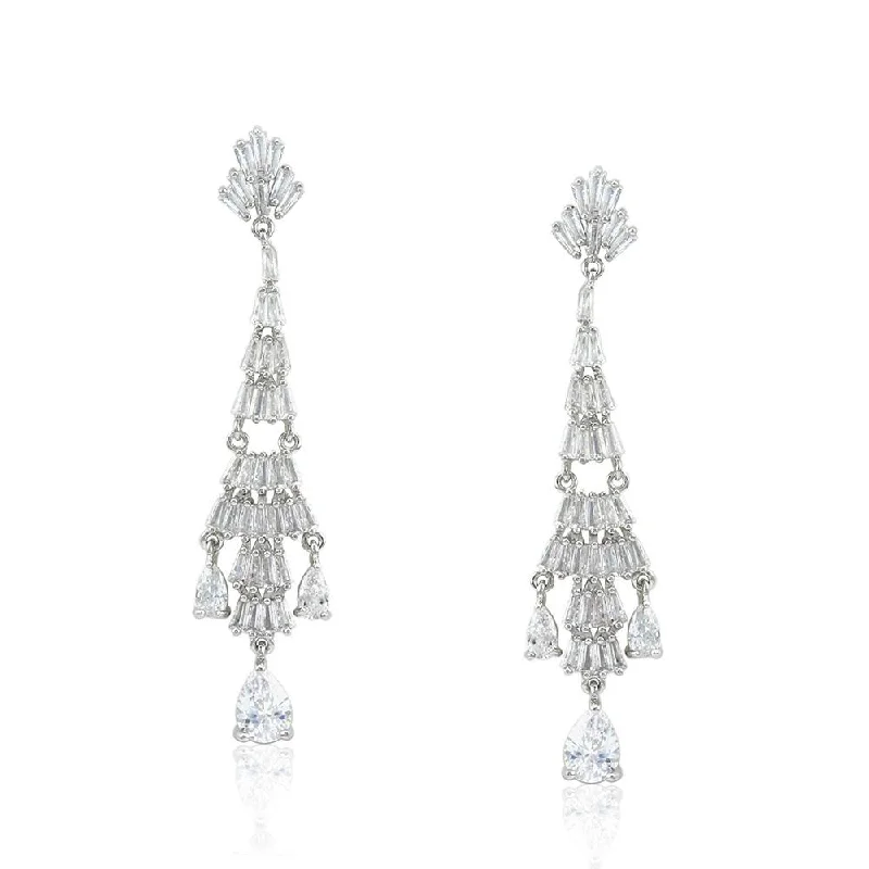 Gemstone and Diamond Drop Earrings for Opulence -21 Nicole Jewellery Silver Plated Cubic Zirconia Dangler Earrings  - ER383