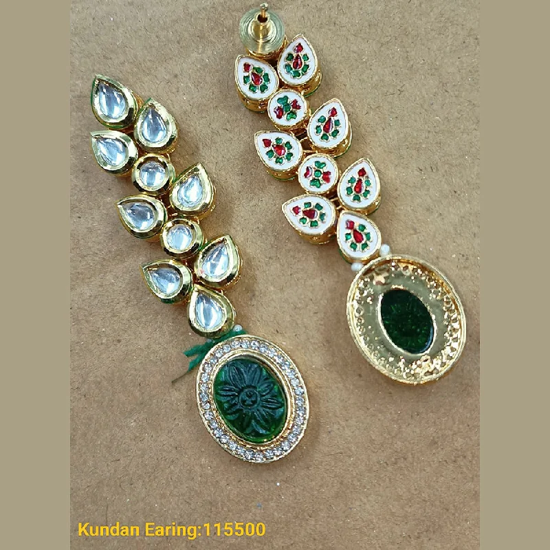 Indian Drop Earrings with Intricacy -Padmawati Bangles Gold Plated Kundan Stone Dangler Earrings