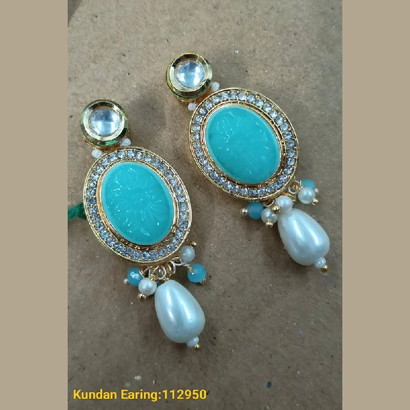 Hippie Drop Earrings with Beads -Padmawati Bangles Gold Plated Kundan Stone Dangler Earrings