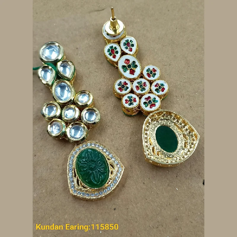 Vintage Drop Earrings with Patina -Padmawati Bangles Gold Plated Kundan Stone Dangler Earrings