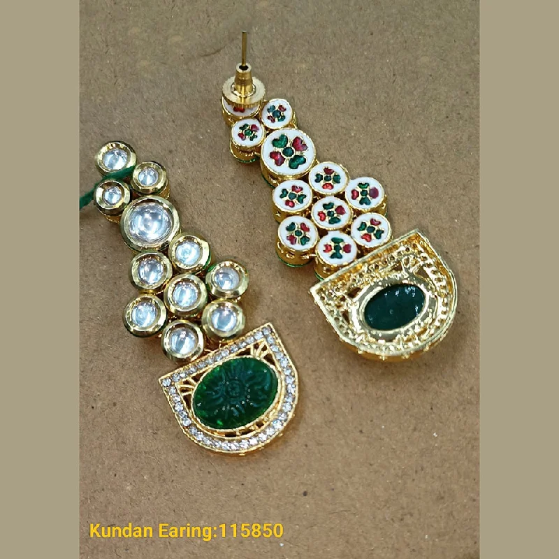 Hypoallergenic Drop Earrings for Sensitive -Padmawati Bangles Gold Plated Kundan Stone Dangler Earrings