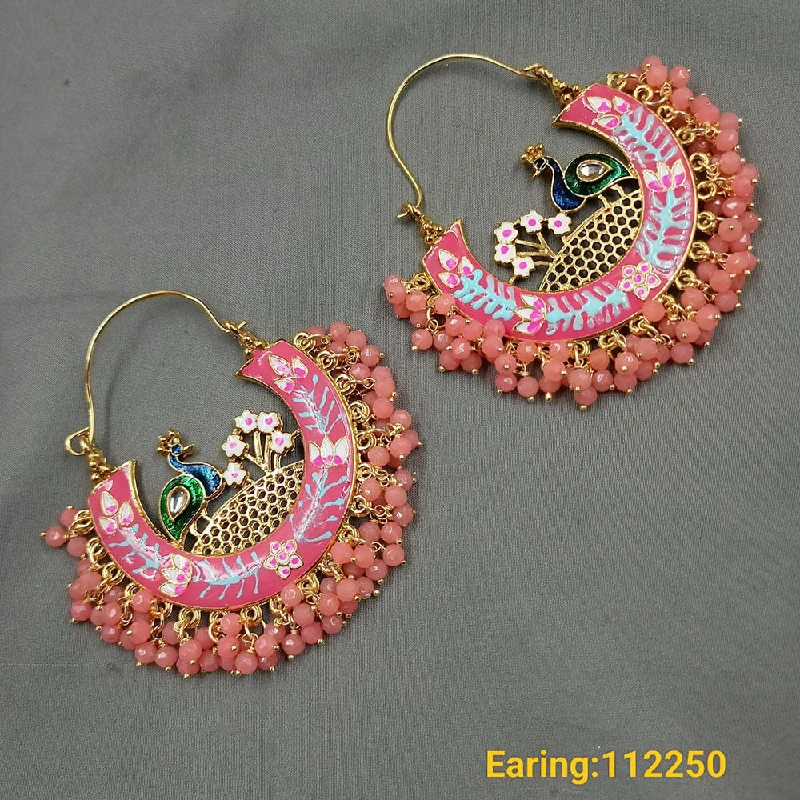 Drop Earrings for Beach Outfit -Padmawati Bangles Gold Plated Meenakari & Beads Dangler Earrings